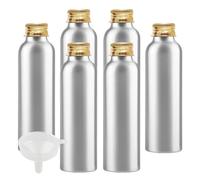 BPZXL 12 Piezas Plata 120 ml Botella de Aluminio con Tapón Rosca de Aluminio Oro Envase Cosmético Metálico para Champú, Loción Gel Aceite Esencial Hoteles Viaje