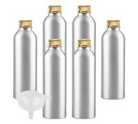 BPZXL 12 Piezas Plata 150 ml Botella de Aluminio con Tapón Rosca de Aluminio Oro Envase Cosmético Metálico para Champú, Loción Gel Aceite Esencial Hoteles Viaje