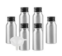 BPZXL 12 Piezas Plata 30 ml Botella de Aluminio con Tapón Rosca de Aluminio Negro Envase Cosmético Metálico para Champú, Loción Gel Aceite Esencial Hoteles Viaje