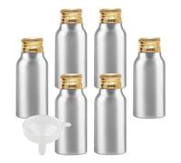 BPZXL 12 Piezas Plata 30 ml Botella de Aluminio con Tapón Rosca de Aluminio Oro Envase Cosmético Metálico para Champú, Loción Gel Aceite Esencial Hoteles Viaje
