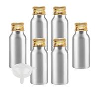BPZXL 12 Piezas Plata 50 ml Botella de Aluminio con Tapón Rosca de Aluminio Oro Envase Cosmético Metálico para Champú, Loción Gel Aceite Esencial Hoteles Viaje