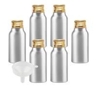 BPZXL 24 Piezas Plata 30 ml Botella de Aluminio con Tapón Rosca de Aluminio Oro Envase Cosmético Metálico para Champú, Loción Gel Aceite Esencial Hoteles Viaje