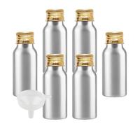 BPZXL 24 Piezas Plata 50 ml Botella de Aluminio con Tapón Rosca de Aluminio Oro Envase Cosmético Metálico para Champú, Loción Gel Aceite Esencial Hoteles Viaje