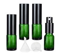 BPZXL 4 Piezas 10ml Verde con Pulverizador, Bote de Spray Viaje con Tapas de Negro Atomizador de Perfume für Reisen Ätherische Öle Parfüm Zubehör+ 2 x Embudo