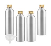 BPZXL 4 Piezas Plata 200 ml Botella de Aluminio con Tapón Rosca de Aluminio Oro Envase Cosmético Metálico para Champú, Loción Gel Aceite Esencial Hoteles Viaje