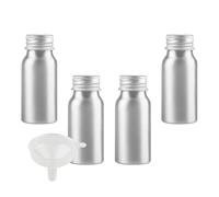 BPZXL 4 Piezas Plata 30 ml Botella de Aluminio con Tapón Rosca de Aluminio Plata Envase Cosmético Metálico para Champú, Loción Gel Aceite Esencial Hoteles Viaje