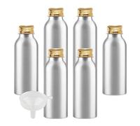 BPZXL 8 Piezas Plata 100 ml Botella de Aluminio con Tapón Rosca de Aluminio Oro Envase Cosmético Metálico para Champú, Loción Gel Aceite Esencial Hoteles Viaje