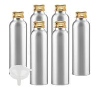 BPZXL 8 Piezas Plata 120 ml Botella de Aluminio con Tapón Rosca de Aluminio Oro Envase Cosmético Metálico para Champú, Loción Gel Aceite Esencial Hoteles Viaje