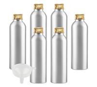 BPZXL 8 Piezas Plata 150 ml Botella de Aluminio con Tapón Rosca de Aluminio Oro Envase Cosmético Metálico para Champú, Loción Gel Aceite Esencial Hoteles Viaje