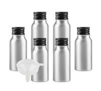BPZXL 8 Piezas Plata 30 ml Botella de Aluminio con Tapón Rosca de Aluminio Negro Envase Cosmético Metálico para Champú, Loción Gel Aceite Esencial Hoteles Viaje