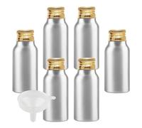 BPZXL 8 Piezas Plata 30 ml Botella de Aluminio con Tapón Rosca de Aluminio Oro Envase Cosmético Metálico para Champú, Loción Gel Aceite Esencial Hoteles Viaje