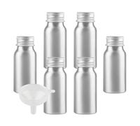 BPZXL 8 Piezas Plata 30 ml Botella de Aluminio con Tapón Rosca de Aluminio Plata Envase Cosmético Metálico para Champú, Loción Gel Aceite Esencial Hoteles Viaje