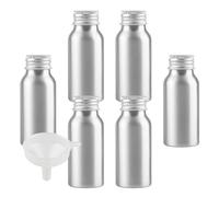 BPZXL 8 Piezas Plata 50 ml Botella de Aluminio con Tapón Rosca de Aluminio Plata Envase Cosmético Metálico para Champú, Loción Gel Aceite Esencial Hoteles Viaje