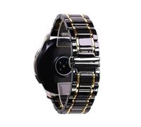 BQAXUREW EDVENA Correa De Cerámica De Acero De 20 Mm Y 22 Mm Compatible Con Samsung Galaxy Watch4 5 40 Mm 45 44 Mm Pro Watch Band Pulsera Compatible Con Huawei Belt Bracelet(Black and gold,24mm)