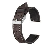 BQAXUREW EDVENA Correa De Cuero Genuino A La Moda For Hombre, 18mm, 19mm, 20mm, 21mm, 22mm, Correa De Piel De Becerro De Liberación Rápida, Accesorios For Reloj De Mujer(Grey Brown - Silver,22mm)