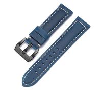 BQAXUREW EDVENA Correa de cuero genuino compatible con reloj Panerai for hombre y mujer PAM111/441/312 Crazy Horse (20 mm, 22 mm, 24 mm y 26 mm)(Blue-Black,20mm)