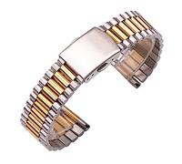 BQAXUREW EDVENA Correa De Reloj De Acero Inoxidable 316L, Pulsera De Plata Y Oro For Mujer, Correa De Reloj De 12mm, 14mm, 16mm, 18mm, 20mm, Cierre De Correa De Muñeca(Middle Gold,14mm)