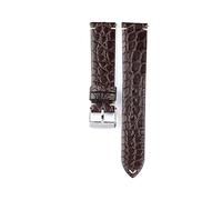BQAXUREW EDVENA Correa De Reloj De Cuero De Cocodrilo Hecha A Mano Patrón Redondo Pulsera De Liberación Rápida Ultrafina 18 19 20 21 22MM Negro Marrón Suave Correa De Hombre(A silver buckle,22mm)