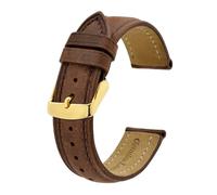 BQAXUREW EDVENA Correa De Reloj De Cuero Genuino 14mm 17mm 18mm 19mm 20mm 21mm 22mm 23mm 24mm Pulsera De Repuesto For Hombres Y Mujeres(Brown-Gold Buckle,19mm)
