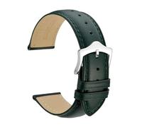 BQAXUREW EDVENA Correa de reloj de cuero genuino 16 mm 18 mm 19 mm 20 mm 21 mm 22 mm 23 mm 24 mm Bandas de repuesto Pulsera for hombres y mujeres(Dark Green-Silver,24mm)