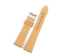 BQAXUREW EDVENA Correa De Reloj De Cuero Genuino De 16 Mm A 22 Mm Hecha A Mano Con Patrón De Palma De Piel De Becerro Vintage For Hombres Y Mujeres(Khak-white line,19mm)