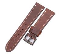 BQAXUREW EDVENA Correa De Reloj De Cuero Genuino De Piel De Vaca 18 20 22 24mm Hombres Mujeres Grueso Hecho A Mano Retro Correa De Reloj Hebillas De Metal(Dark brown black,22mm)
