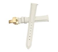 BQAXUREW EDVENA Correa De Reloj De Cuero Genuino For Mujer Cierre De Mariposa Simple Sin Grano Pulsera De Reloj Blanco 12 13 14 15 16 17 Mm(White-Gold-B1,18mm)