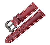 BQAXUREW EDVENA Correa De Reloj De Cuero Genuino Pulsera 20 22 24 26mm Mujeres Hombres Aceite Cera Cuero De Vaca Azul Verde Rojo Marrón Correa De Reloj Hebilla De Acero(Red Brown Black,24mm)