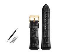 BQAXUREW EDVENA Correa De Reloj De Cuero Genuino, Pulsera De Reloj De 22mm Compatible Con Gu-ess W0040G3 W0040G5 W0247G3, Correa De Reloj De Cuero(Black gold buckle)