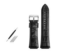 BQAXUREW EDVENA Correa De Reloj De Cuero Genuino, Pulsera De Reloj De 22mm Compatible Con Gu-ess W0040G3 W0040G5 W0247G3, Correa De Reloj De Cuero(Black silver buckle)