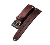 BQAXUREW EDVENA Correa De Reloj De Cuero Genuino, Pulsera Vintage Suave De 18, 20 Y 22MM For Hombre, Pulsera De Cuero De Vaca De Primera Capa(Maroon,20mm)