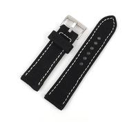 BQAXUREW EDVENA Correa De Reloj De Lona De Cera Húmeda Retro, 24mm, Negro, Gris, Azul, Verde, Marrón, Color Vaquero, Correa De Cuero Genuino Gruesa(Black,24mm-20mm)