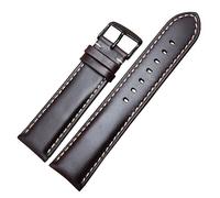 BQAXUREW EDVENA Correas De Reloj De Cuero Genuino Hechas A Mano For Hombres Y Mujeres, Pulsera 18 19 20 21 22 24mm, Correa De Reloj VINTAGE Con Hebilla Plateada Pulida(Dark brown black,22mm)