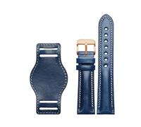 BQAXUREW EDVENA Pulsera De Cuero Genuino 18mm 20mm 22mm Correa De Reloj For Hombre Correa De Reloj Con Tapete Relojes De Pulsera Correa De Cuero Hecha A Mano(Blue-rosegold,22mm)