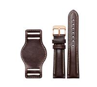 BQAXUREW EDVENA Pulsera De Cuero Genuino 18mm 20mm 22mm Correa De Reloj For Hombre Correa De Reloj Con Tapete Relojes De Pulsera Correa De Cuero Hecha A Mano(Brown-rosegold,20mm)