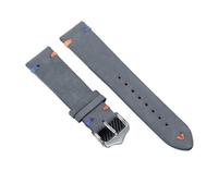 BQAXUREW EDVENA Pulsera De Cuero Genuino, Correa De Reloj Suave Vintage, Correa De Repuesto De Liberación Rápida, Correa De Costura De Ante Retro De 20mm Y 22mm(Grey-Silver,20mm)