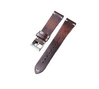 BQAXUREW EDVENA Reloj De Cera De Aceite Impermeable Retro Band18mm 20mm 22mm Reloj Masculino Femenino Correa De Cuero Marrón Cinturón Ultrafino Pulsera Suave De Cuero De Vaca(Dark Brown,22mm)