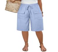 BQDPYZBD Pantalones Cortos para Mujer con Cintura Elástica Y Pierna Ancha hasta La Rodilla Bolsillos-morado-4xl