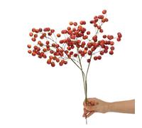 BQEE Fruta artificial de espino - Planta sintética realista de 20 pulgadas, perfecta para Navidad, festival de primavera, decoración de ventanas y restaurantes (rojo)
