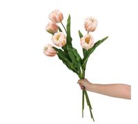 BQEE Tulipanes artificiales de loro rococó, 3 tulipanes sintéticos de tacto real de 23.6 pulgadas de largo, tallos de tulipán falsos hechos a mano de poliuretano para decoración del hogar y boda