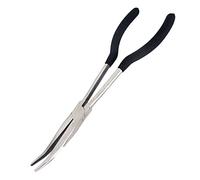 BQKKWIN 1 juego de alicates de largo alcance de 11 pulgadas, juego de alicates de punta de aguja larga, ángulo de 25 grados, diseñado para mecánicos, técnicos y contratistas, mandíbulas fresadas, acero