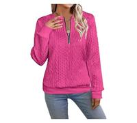 BQLFPOIHP Chikalabs Women's Elegant Snake Print Zip-Up Sweatshirt, Long Sleeve Round Neck Casual Pullover(Rose red,S)