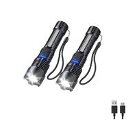 BQLFPOIHP Outdoor Strong Light Flashlight USB Rechargeable 1500 Lumens, Earc Strong Flashlights High Lumens, Flash Lights for Camping, Waterproof, Zoomable(2 pc)