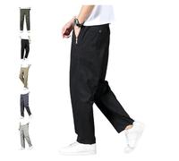 BQLFPOIHP Puliam Mens Stretch Pants, EaseTactic - Flex Fit Zipper-Pocket Durable Pants(Black,M)