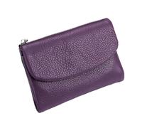 BQLFPOIHP Unisex Leather Wallet, Genuine Leather Coin Purse, Small Compact Bifold Pocket Purse with Credit Card Holder, Genuine Wallet(Purple)