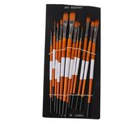 BQLZR 12 pinceles de pintura al óleo con punta plana, color marrón retro para creación de arte, pintura artística