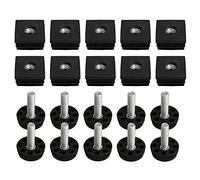 BQLZR 30 Mmx30 mm Filetage M8 Plastique Noir meubles Pied de table Plug Blanking Embouts insérer Plugs avec filetage ajuster Pieds pour tube de tube carré Lot de 10