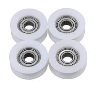 BQLZR 6 x 24 x 9 mm blanco U forma Groove guía polea rodamiento de bolas rodamientos de bolas para muebles, paquete de 4