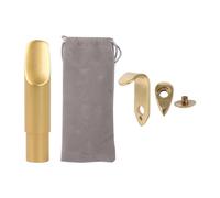 BQLZR Alto E - Boquilla plana para saxofón 6# chapado en oro con kit de soporte de gancho para pulgar