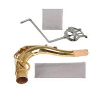 BQLZR Codo para saxofón tenor, cuello curvado, dorado, con clip para partituras, 4 mm, kit de gato redondo